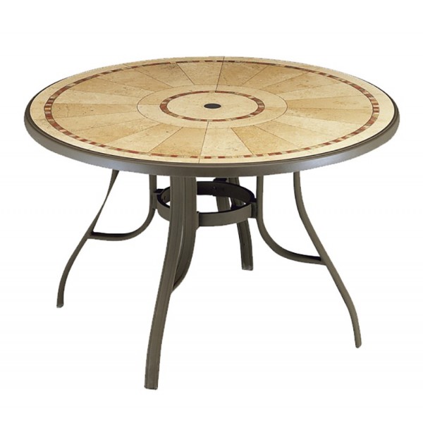 Restaurant Outdoor Tables Louisiana 48" Round Table with Metal Legs and Umbrella Hole